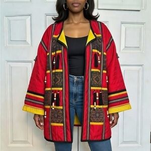 Bold Red and Yellow Ethnic-Inspired Jacket